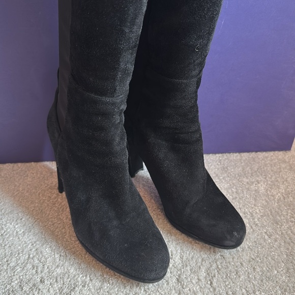 STUART WEITZMAN DEMISTRONG 5050 OVER THE KNEE BOOTS BLACK SUEDE STRETCH - Picture 5 of 5